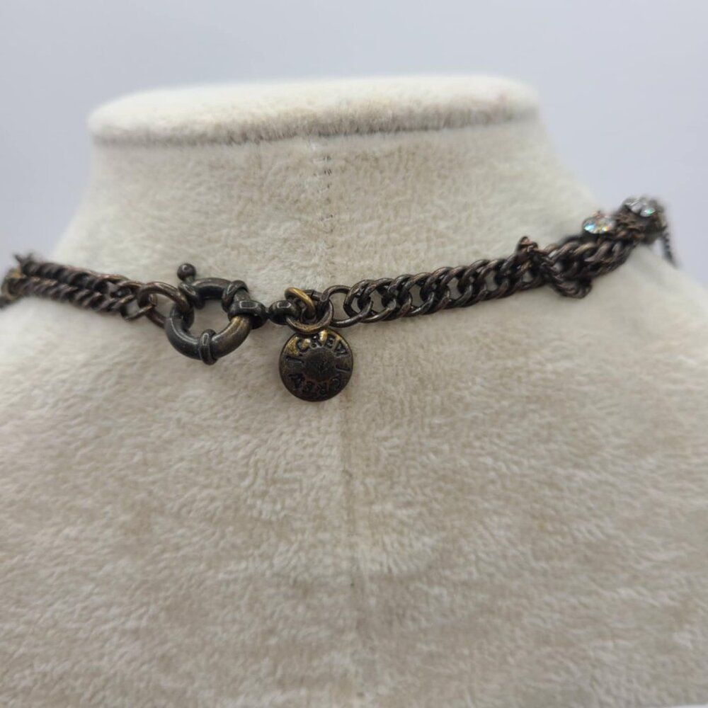 J Crew Copperish Necklace with Faux Pearls and Clear Crystals - Picture 8 of 13